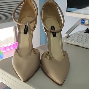 Nine West Women's Beige Ankle Strap Heels